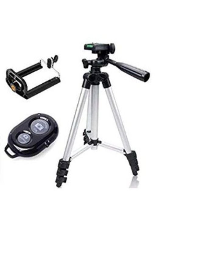 SHOPI MOBILE & CAMERA TRIPOD DK-3888 / 3110, Aluminium 3888/3110 Portable Tripod with 3-Dimensional Head and Quick Release Plate for Video Cameras and Mobile - SILVER  - Image 3