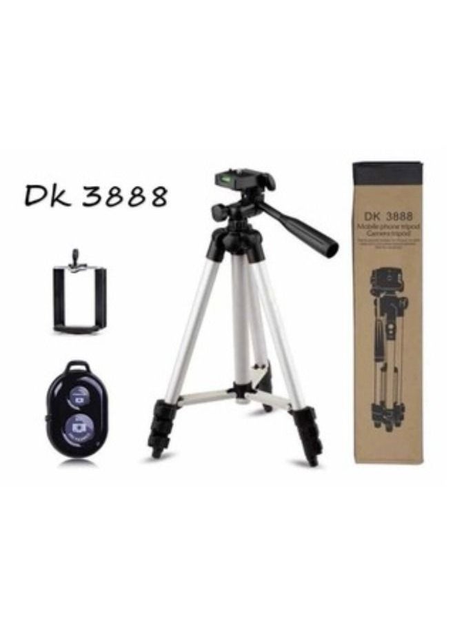 SHOPI MOBILE & CAMERA TRIPOD DK-3888 / 3110, Aluminium 3888/3110 Portable Tripod with 3-Dimensional Head and Quick Release Plate for Video Cameras and Mobile - SILVER  - Image 2