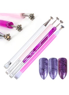 PhantomSky Magnet Stick Magnet Pen Manicure Nail Art Tool 4 PCS Nail Magnet Magnet Plate Wand Board for 3D Magnetic Cat Eye Gel Nail Polish Powder DIY Tool 