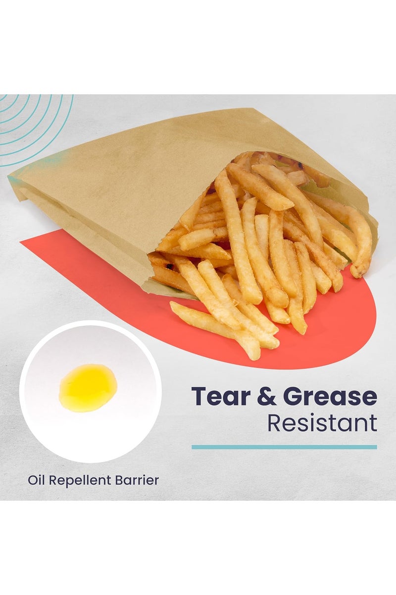 100 Pack Paper Sandwich Bags 7 x 6.7”, Greaseproof Snack Bags, Unbleached Pastry Bag, Recyclable Small Brown Paper Bags, Cookie Sleeves, Food Packing for Bakery, Donuts - Image 4