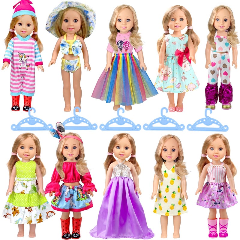 WONDOLL 10Sets DollClothes for American14inchDolls  Compatible with 145inchDolls Handmade Clothes and Outfits Accessories Christmas Birthday Gift for Little Girl - Image 2
