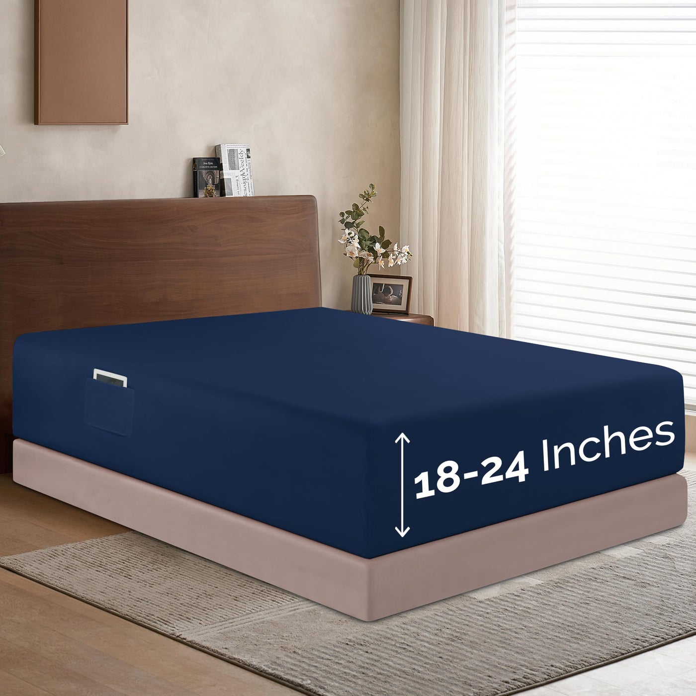 Elegant Comfort Spannbetttuch Für Hohe Matratzen 45-53 Cm – Extra Deep Pocket, 1500 Thread Count, King Single, Silber
