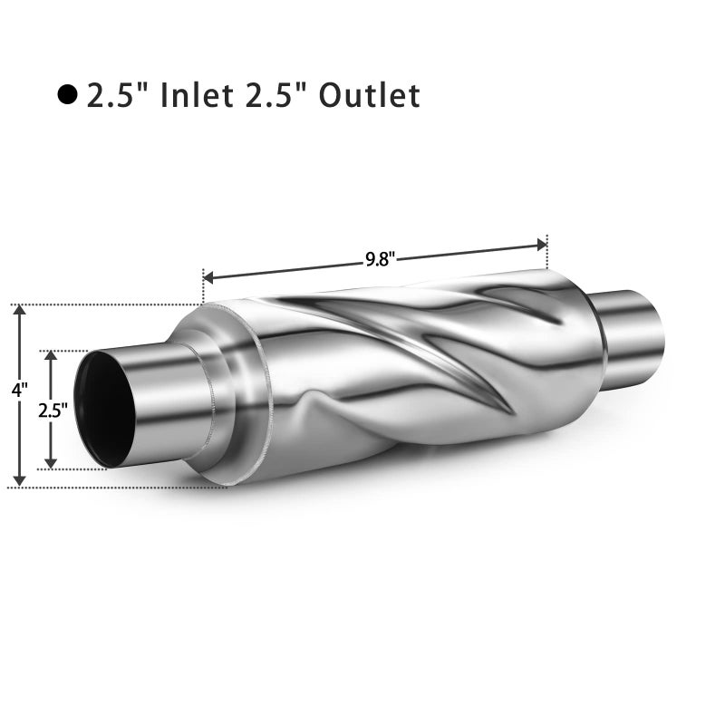 Generic Peastorm Glasspack 2.5 Inch Muffler Exhaust Pipe, Universal Performance Resonator Dual Loud Exhaust Tip 2.5 Inch Inlet for Trucks Car  - Image 2