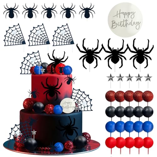 LAST HOE DOWN Spider Cake Topper Spider Web Cake Decoration - Image 1