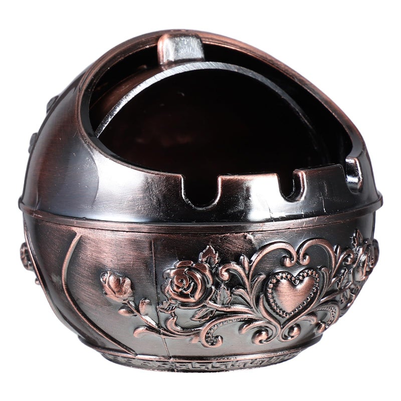 Portable Mini Ashtray With Lid Windproof Metal Outdoor Travel Home Use Rose Gold - Image 2