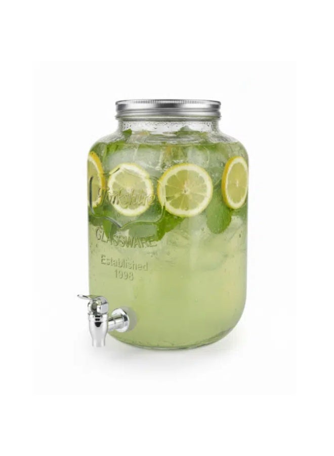 Danny Home Glass Juice Dispenser 8 Litre with Stainless Steel Tap & Metal Lid – Large Beverage Dispenser for Water, Juice, Lemonade & Parties - Image 2