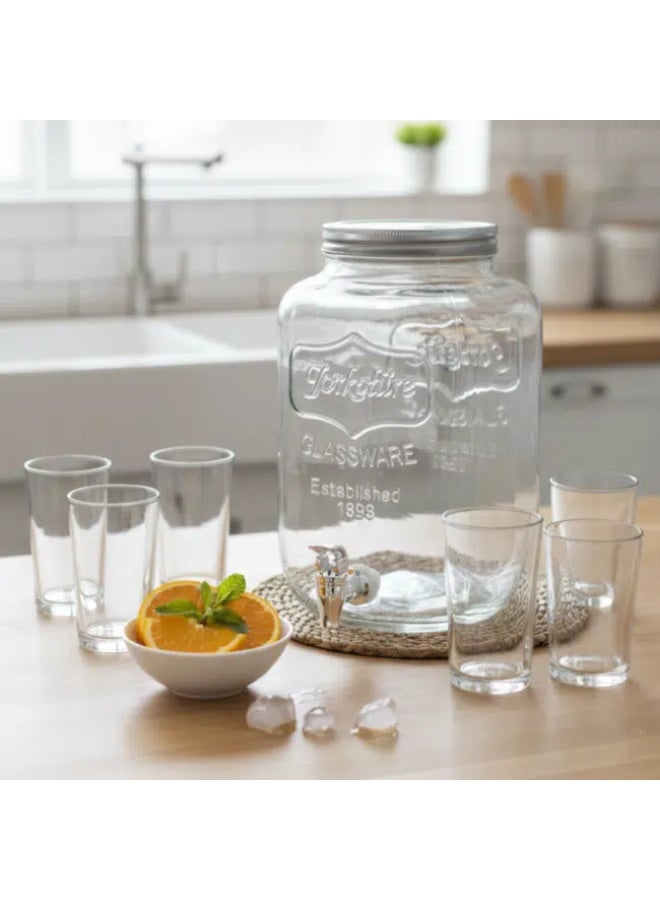 Danny Home Glass Juice Dispenser 8 Litre with Stainless Steel Tap & Metal Lid – Large Beverage Dispenser for Water, Juice, Lemonade & Parties - Image 4