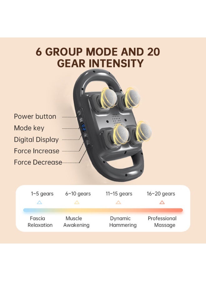 4-Head Massage Gun Deep Tissue, 6 Intensity, Replaceable Massager Heads and Plate, Electric Percussion Massage Gun Tool for Back, Shoulder, Neck, Muscle, Athletes - Image 2