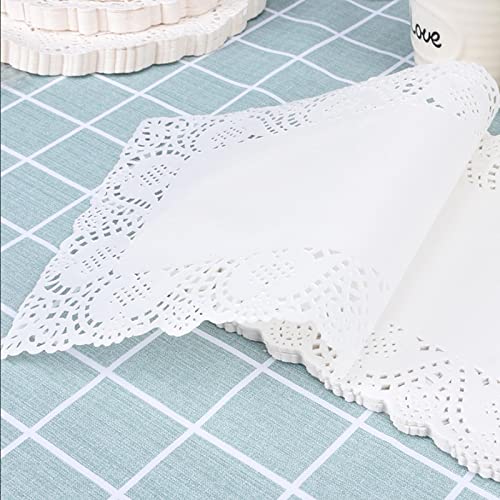 YESON 7 inch x 12 inch Rectangle Paper Doilies/Lace Paper Placemats/Disposable Greaseproof Doilies,White,Pack of 100 - Image 2