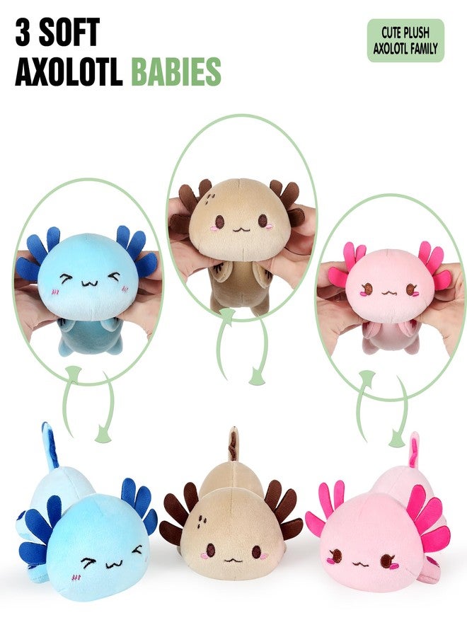 Onsoyours Axolotl Stuffed Animal Mommy 19.7" with 3 Baby Axolotl Plushies in Tummy, 4 Piece of Cute Axolotl Plush Pillow Toys for Kids Girls Boys (Pink Axolotl Family) - Image 3
