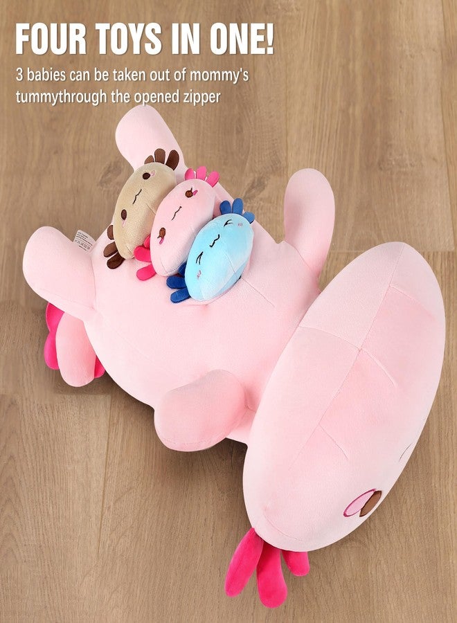 Onsoyours Axolotl Stuffed Animal Mommy 19.7" with 3 Baby Axolotl Plushies in Tummy, 4 Piece of Cute Axolotl Plush Pillow Toys for Kids Girls Boys (Pink Axolotl Family) - Image 5