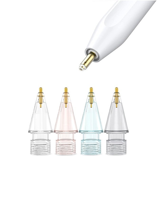 SUNDAREE 4 Pcs Replacement Tips for Apple Pencil 2nd Generation and 1st Generation Fine Point Metal Tip, Wear-Resistant & Precise Control (1.95mm, Clear + Pink + Blue + Grey)  - Image 1