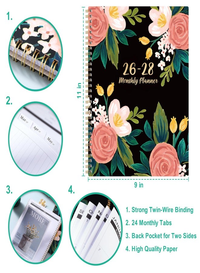 Feteulo 2026-2028 Monthly Planner/Calendar - 2 Year Planner 2026-2028, Jul 2026 - Jun 2028, Monthly Calendar 2026-2028 with Two-Side Pocket, 9'' x 11'', Tabs, Sturdy Binding - Image 2