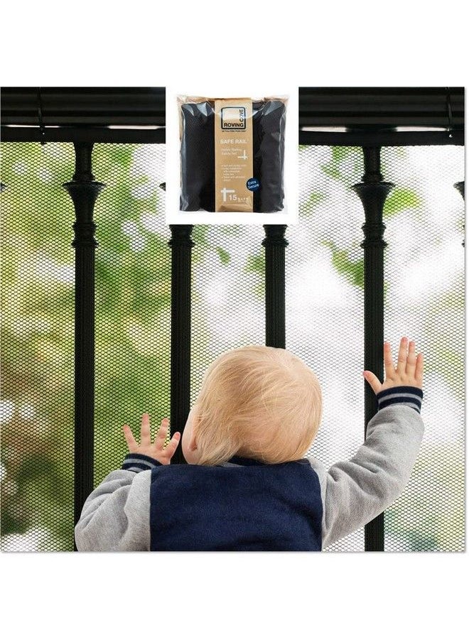 Roving Cove - Rovingcove Stair Banister Guard 15Ft X 3Ft Railing Safety Net For Baby Proofing Child Safety Gate Cover Balcony Mesh Netting Ebony Black - Image 1