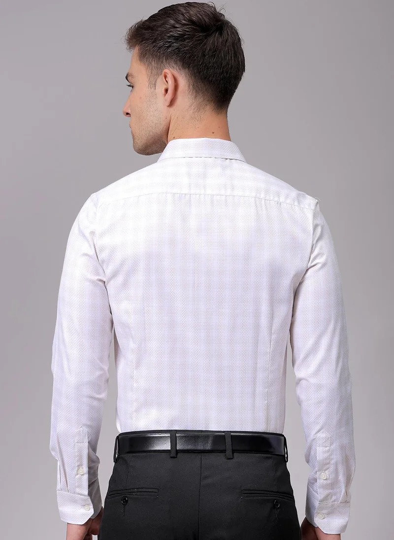The Indian Garage Co Men Slim Fit Striped Full Sleeves Cutaway Collar Formal Shirt