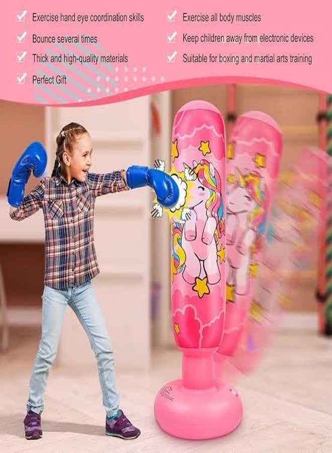 Richtots Premium Standing Bounce Back Unicorn Boxing Toy for Boys & Girls, Indoor Outdoor Sports Fun Toy | Inflatable Punching Bag for Kids -Pink (Pink) - Image 3