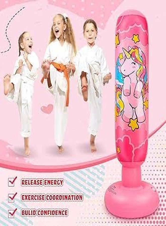 Richtots Premium Standing Bounce Back Unicorn Boxing Toy for Boys & Girls, Indoor Outdoor Sports Fun Toy | Inflatable Punching Bag for Kids -Pink (Pink) - Image 4