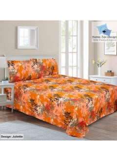 Home-Tex Design Hometex Design Premium 100% Long Stable Cotton Flat Bed Sheet Set King Size 1 Flat Sheet  240x260 cm and 2 Pillow Covers 50x80 cm Juliette 