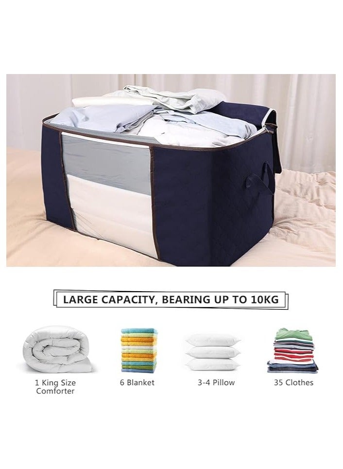 Storage Bag for Clothes (Short, Dark Blue Fabric) with Black (Design or Shape May Vary) Zipper - Image 4