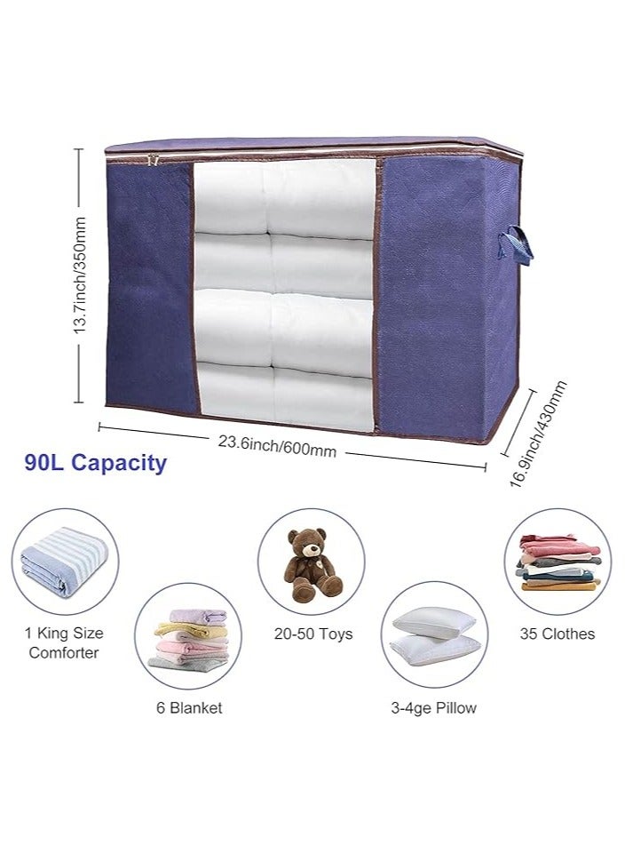 Storage Bag for Clothes (Short, Dark Blue Fabric) with Black (Design or Shape May Vary) Zipper - Image 5