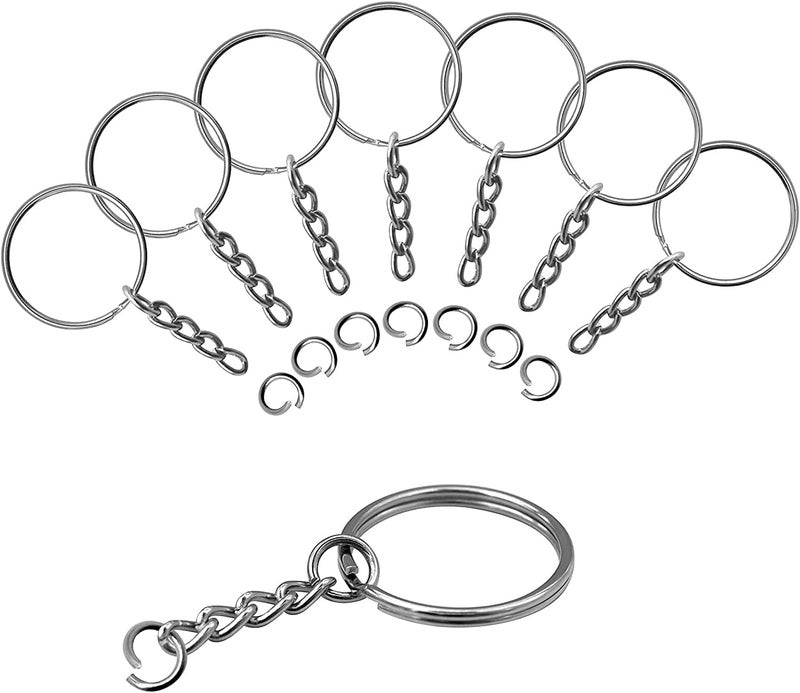 Barakah Keychain Ring, Key Ring with Chain and Jump Rings 1 Inch Small Size Metal Steel Split Key Rings Keychain Parts with Open Jump Ring Connector for Home and Crafts, 90 Pack - Image 1