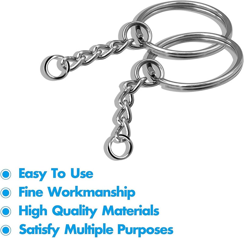 Barakah Keychain Ring, Key Ring with Chain and Jump Rings 1 Inch Small Size Metal Steel Split Key Rings Keychain Parts with Open Jump Ring Connector for Home and Crafts, 90 Pack - Image 3