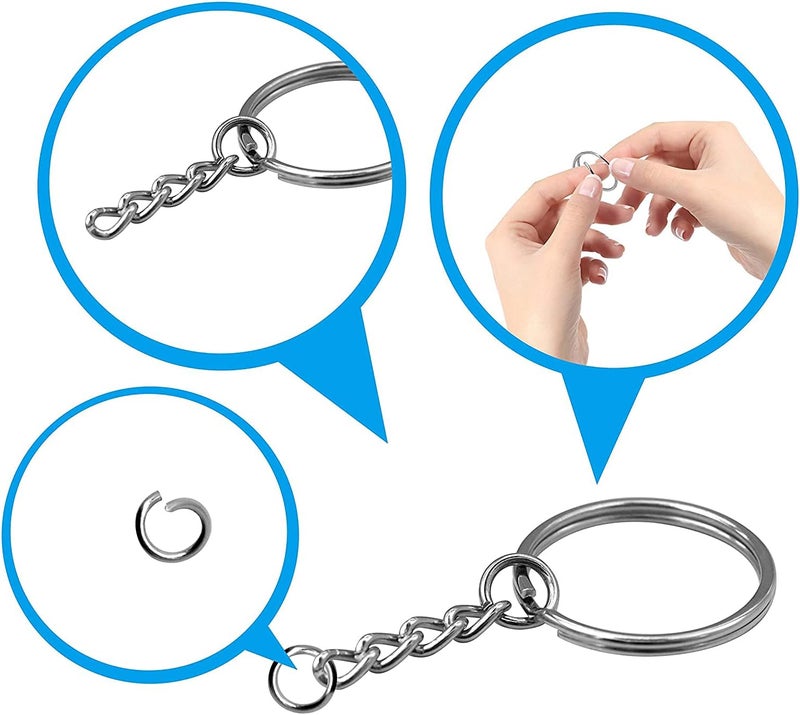 Barakah Keychain Ring, Key Ring with Chain and Jump Rings 1 Inch Small Size Metal Steel Split Key Rings Keychain Parts with Open Jump Ring Connector for Home and Crafts, 90 Pack - Image 4