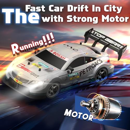 FEXXA RC Drift Car, 1:16 Scale Remote Control Car, 4WD 40KM/H High Speed RC Racing, 2.4GHz Electric Sport Driftings with Headlight, Drifting Tires and Racing Tires for Adults (Silver-Bossh) - Image 2