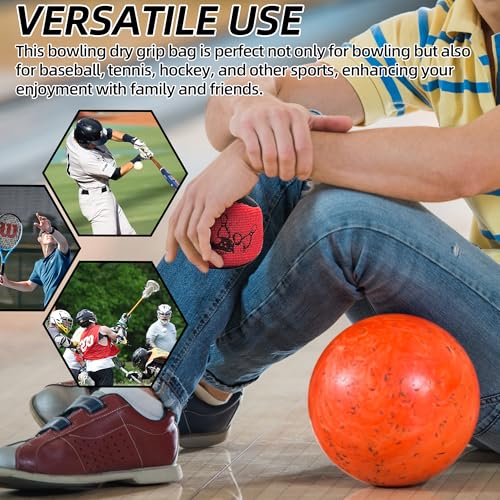 TonGass Microfiber Ultra Dry Bowling Grip Ball, Microfiber Bowling Grip Bags, Bowlings Powder Bag for Hands Use - Black & Red - Image 5