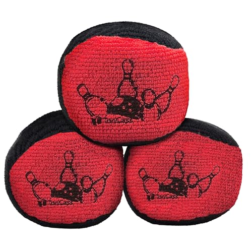 TonGass Microfiber Ultra Dry Bowling Grip Ball, Microfiber Bowling Grip Bags, Bowlings Powder Bag for Hands Use - Black & Red - Image 1