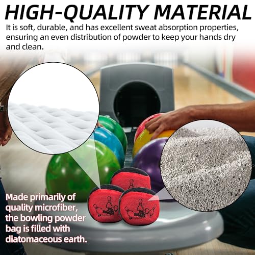 TonGass Microfiber Ultra Dry Bowling Grip Ball, Microfiber Bowling Grip Bags, Bowlings Powder Bag for Hands Use - Black & Red - Image 3