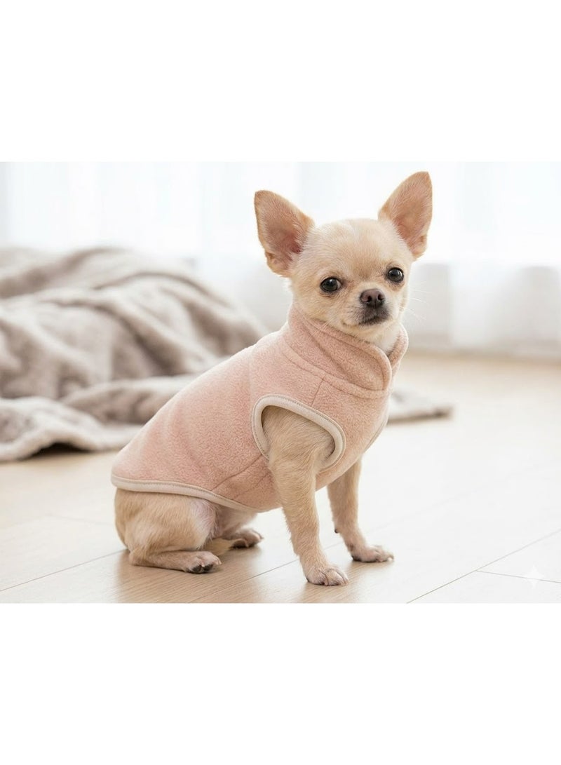 Pet Vest Beige Fleece Dog Clothing, XSmall, 1 to 1.5 KG - Image 1