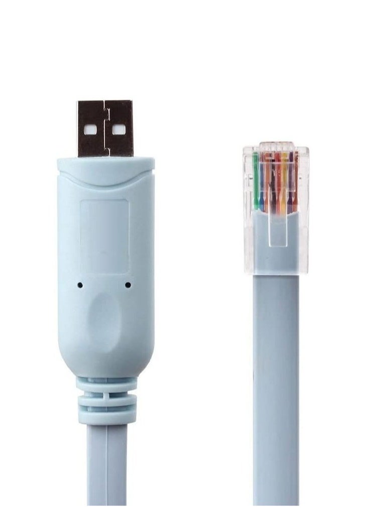 LEDIN - USB 2.0 to RJ45 Console Cable Essential Accesory for Routers/Switches in Laptops - Blue - Image 1