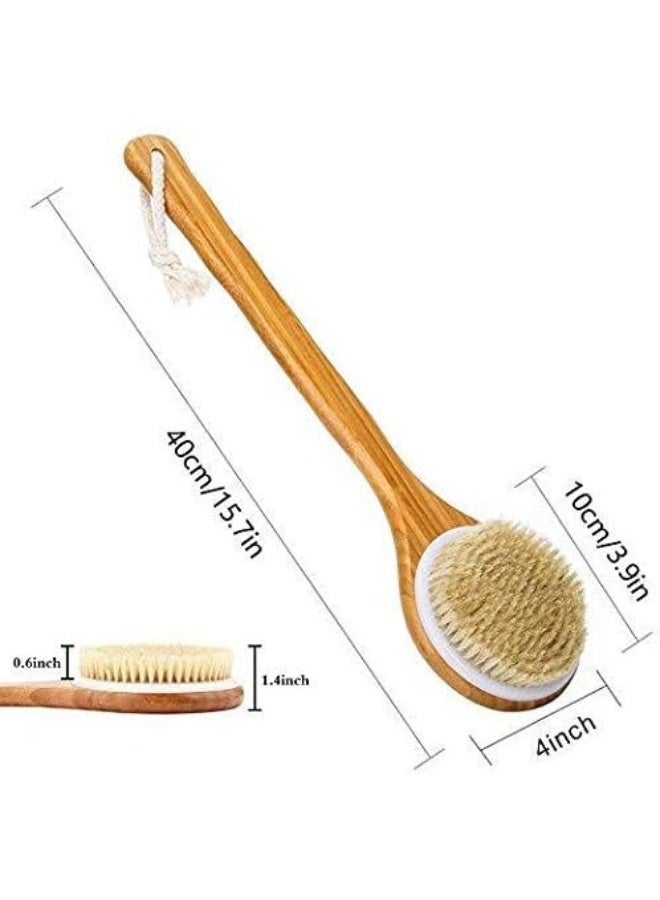 Long Handle Body Brush With Natural Bristles - Bath Back SPA Scrubber for Improved Blood Circulation, Exfoliation, and Skin Health - Wet or Dry Shower Brush - Image 1