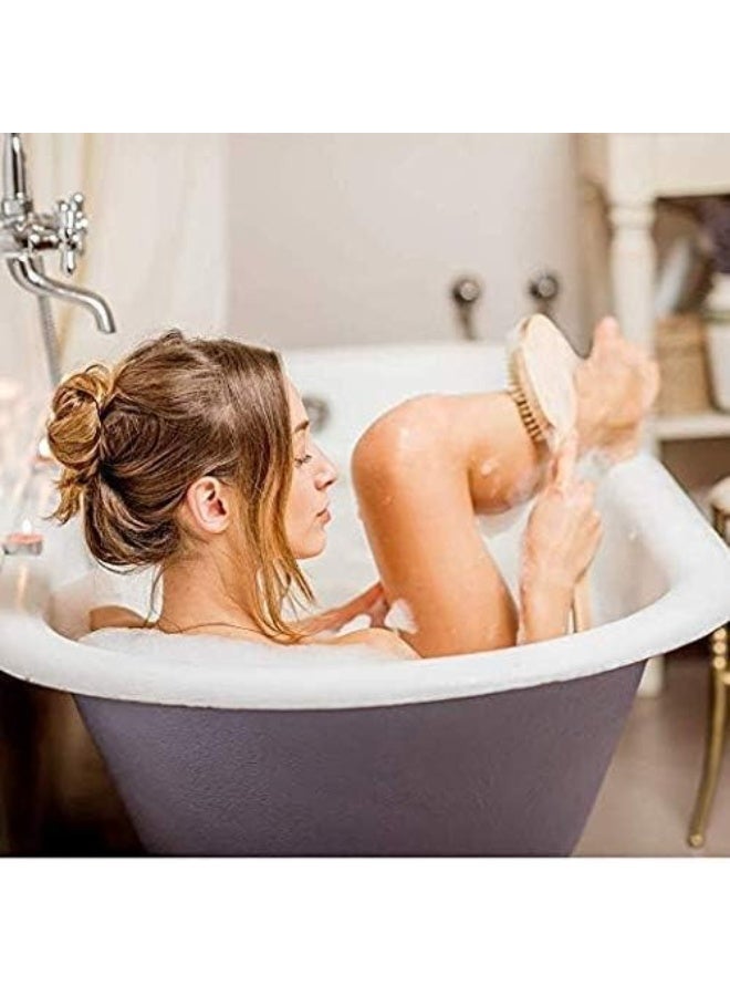 Long Handle Body Brush With Natural Bristles - Bath Back SPA Scrubber for Improved Blood Circulation, Exfoliation, and Skin Health - Wet or Dry Shower Brush - Image 4