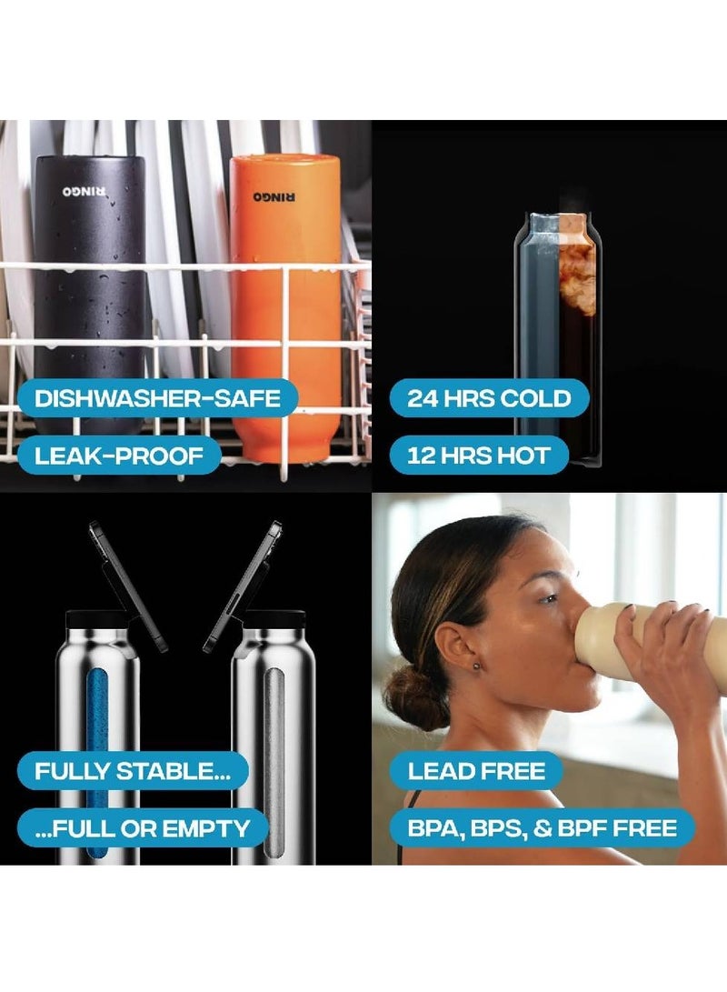 LIXES Insulated Water Bottle with MagSafe | 24oz Stainless Steel Water Bottle with Magnetic Phone Tripod Mount - Keeps Hot 12H, Cold 24H - Silver - Image 3