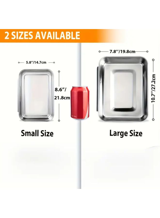 Medium Size Stainless Steel Breading Pans Set of 3 For Meat Chicken Fish And Baking - Image 3