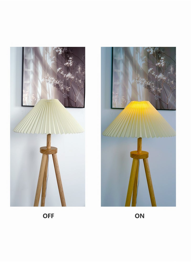Onelight - Creative Wooden Tripod Floor Lamp With 3 Colors Led Light Source Adjustable Foot Switch And Coffee Table Storage Rack - Image 1