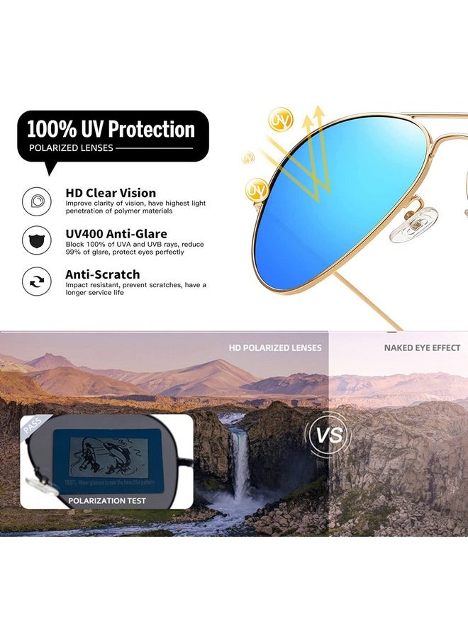 Elegante - ELEGANTE Classic HD Polarized Aviator Sunglasses for Men & Women, 100% UV Protected, Lightweight Copper Frame (Medium, C2 - Blue Gradient) - Image 1