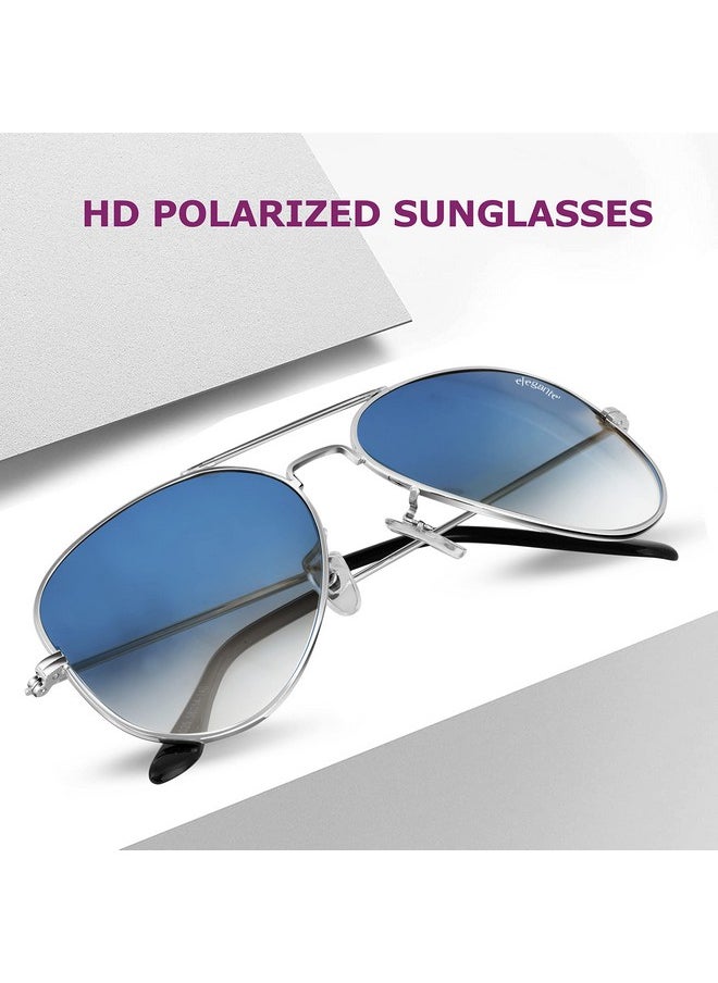 Elegante - ELEGANTE Classic HD Polarized Aviator Sunglasses for Men & Women, 100% UV Protected, Lightweight Copper Frame (Medium, C2 - Blue Gradient) - Image 1
