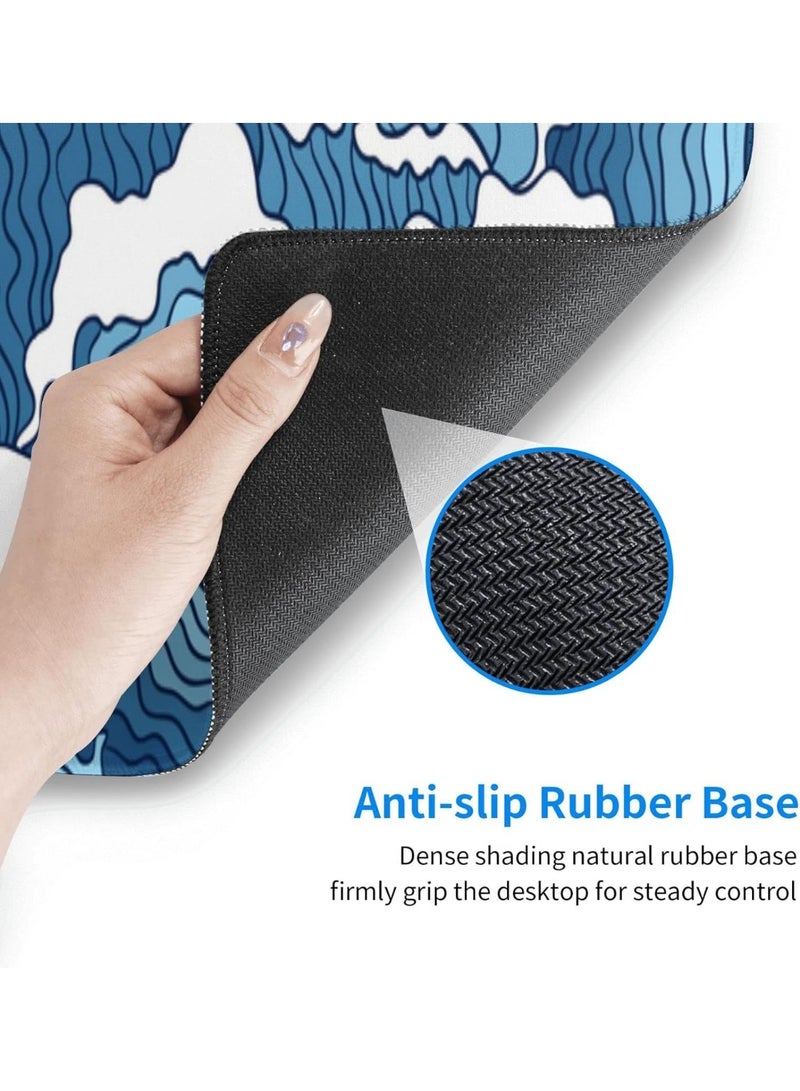 Gaming Mouse Pad XXL, 900 x 400MM Extended Large Mousepad,Big Computer Keyboard Desk Pad, Waterproof Mouse Mat with Stitched Edges and Non-Slip Base for Office Home Gaming (Blue and White Wave) - Image 5