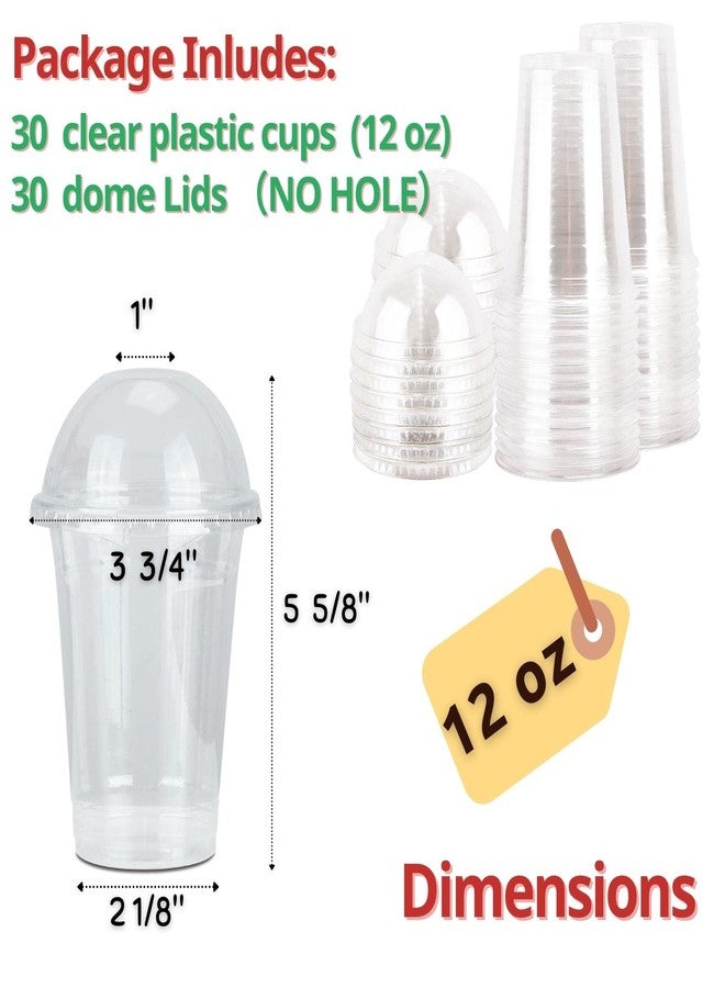 Aatriet 12 oz Clear Plastic Cups with Dome Lids No Hole - (30 Sets) PET Disposable Dessert Cup, Parfait cup for Ice Cream, Iced Cold Coffee Drinks, Cupcake. Fruit Cups for Kids bday Party with Nice Sealing - Image 2