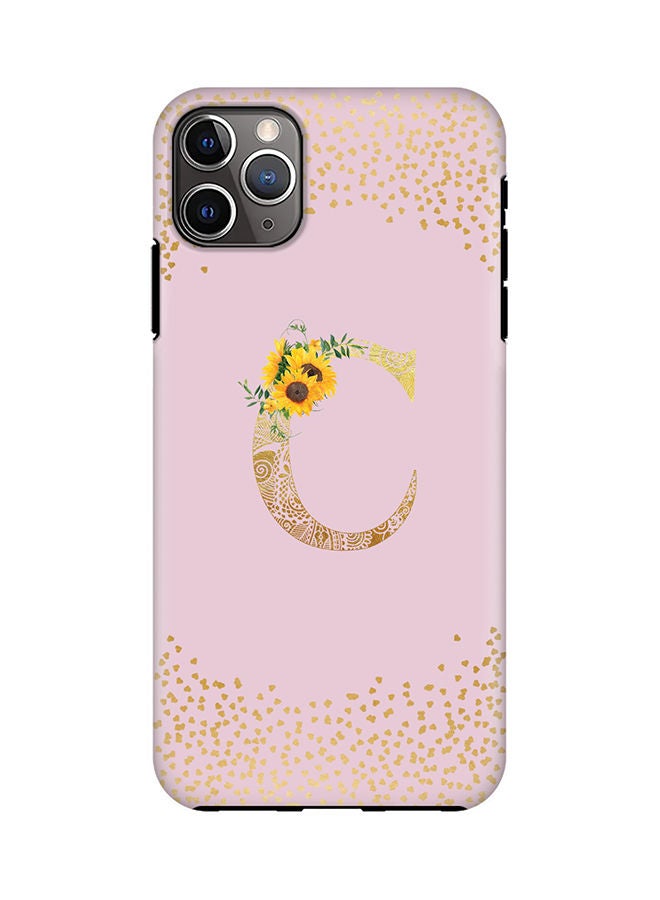 Stylizedd Monogram Tough Cover for Apple iPhone 11 Pro Max Case Custom Initials Letter Floral Mandala Pattern Tough Pro Dual Layer hybrid PC inner TPU protection Alphabet- C (Pink) - Image 1