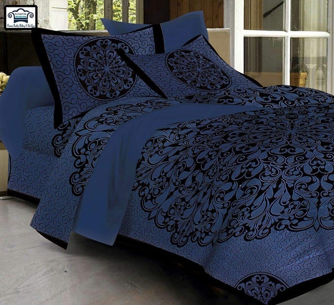 COTTON 120 TC BEDSHEET SUPER KING SIZE_BLUE