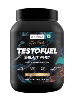 Kapiva Testofuel Shilajit Whey Protein Belgian Chocolate Flavor 1KG (2.2 lbs)  - Image 1
