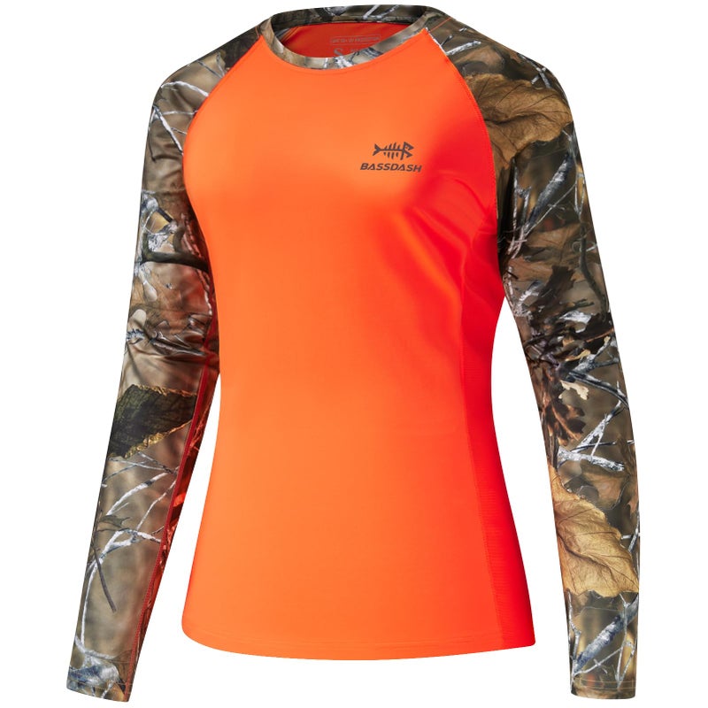 BASSDASH Womenâ€™s Camo Hunting Shirt Long Sleeve UPF 50+ Sun Protection Performance Tee Fishing Hiking - Image 1
