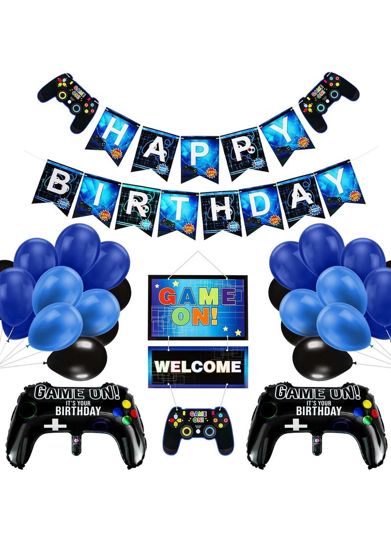 واي آند دي Video Game Party Supplies, Birthday Decorations for Boys, Gaming Supplies Set, Controller Balloons and Blue Black Balloons, Themed Kids Boys - Image 1