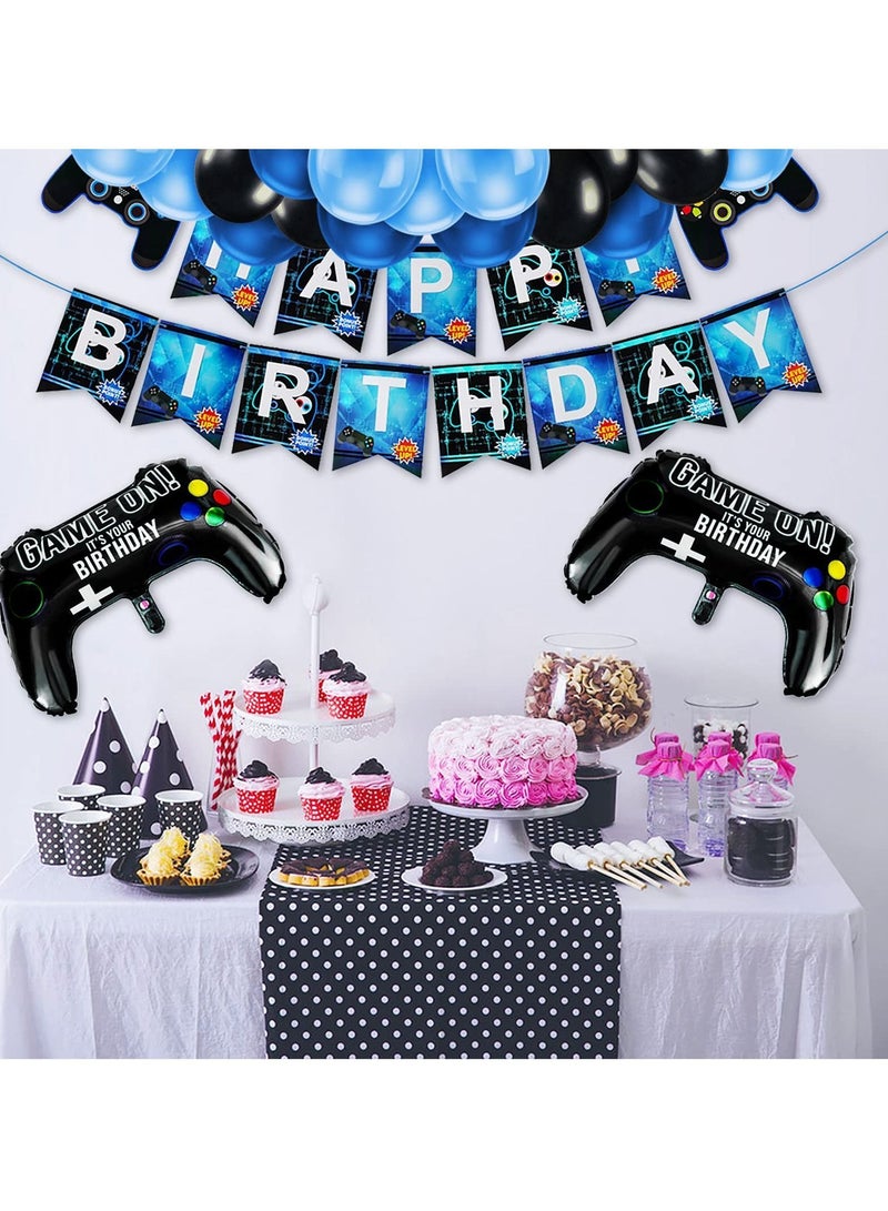 واي آند دي Video Game Party Supplies, Birthday Decorations for Boys, Gaming Supplies Set, Controller Balloons and Blue Black Balloons, Themed Kids Boys - Image 3