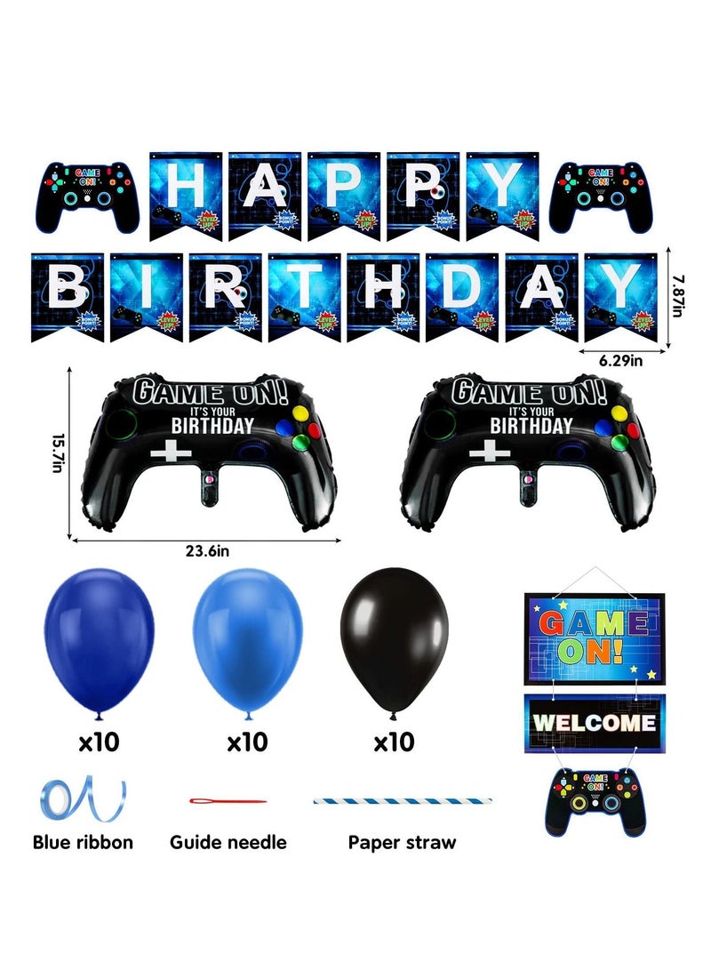 واي آند دي Video Game Party Supplies, Birthday Decorations for Boys, Gaming Supplies Set, Controller Balloons and Blue Black Balloons, Themed Kids Boys - Image 5