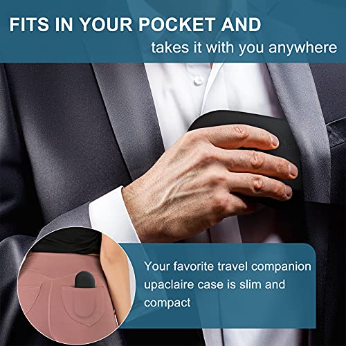 UpaClaire Clip-on Glasses Case Slim Hard Shell Ultra-light Retro Flat Glasses Storage Box Compression Resistant Black - Image 4